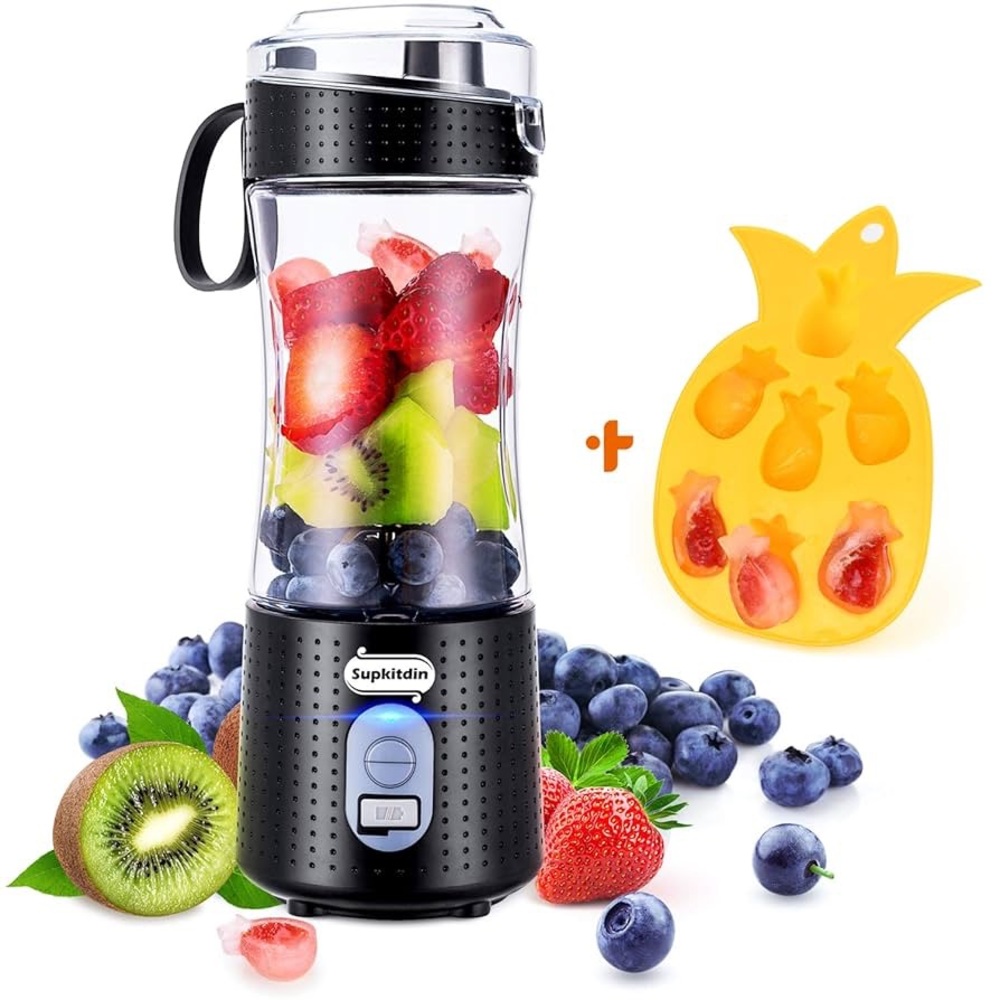 Supkitdin Portable Mini Travel Blender Smoothie Stainless Steel Blade Cordless